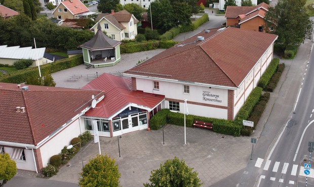 Drönarbild över konserthuset.