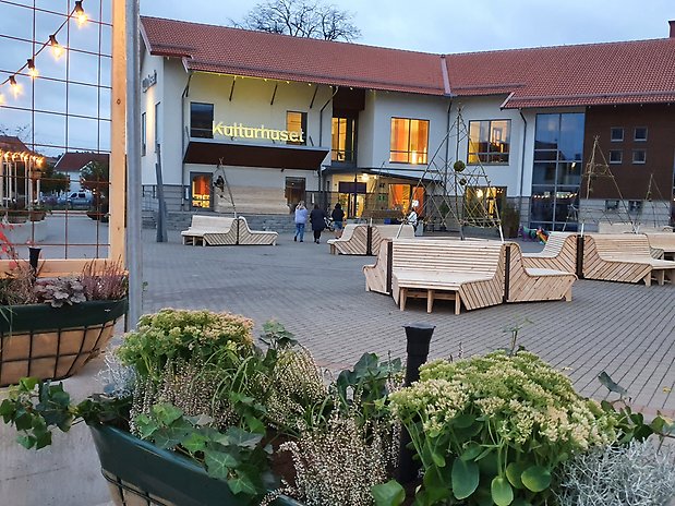 Kulturhus jul rött ljus 2019