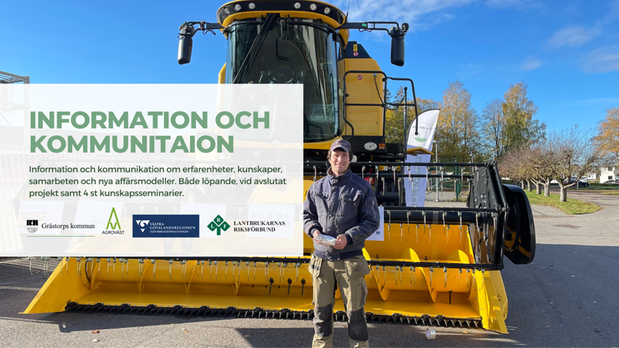 Information och kommunikation om erfarenheter, kunskaper, samarbeten och nya affärsmodeller. Både löpande, vid avslutat projekt samt 4 st kunskapsseminarier.